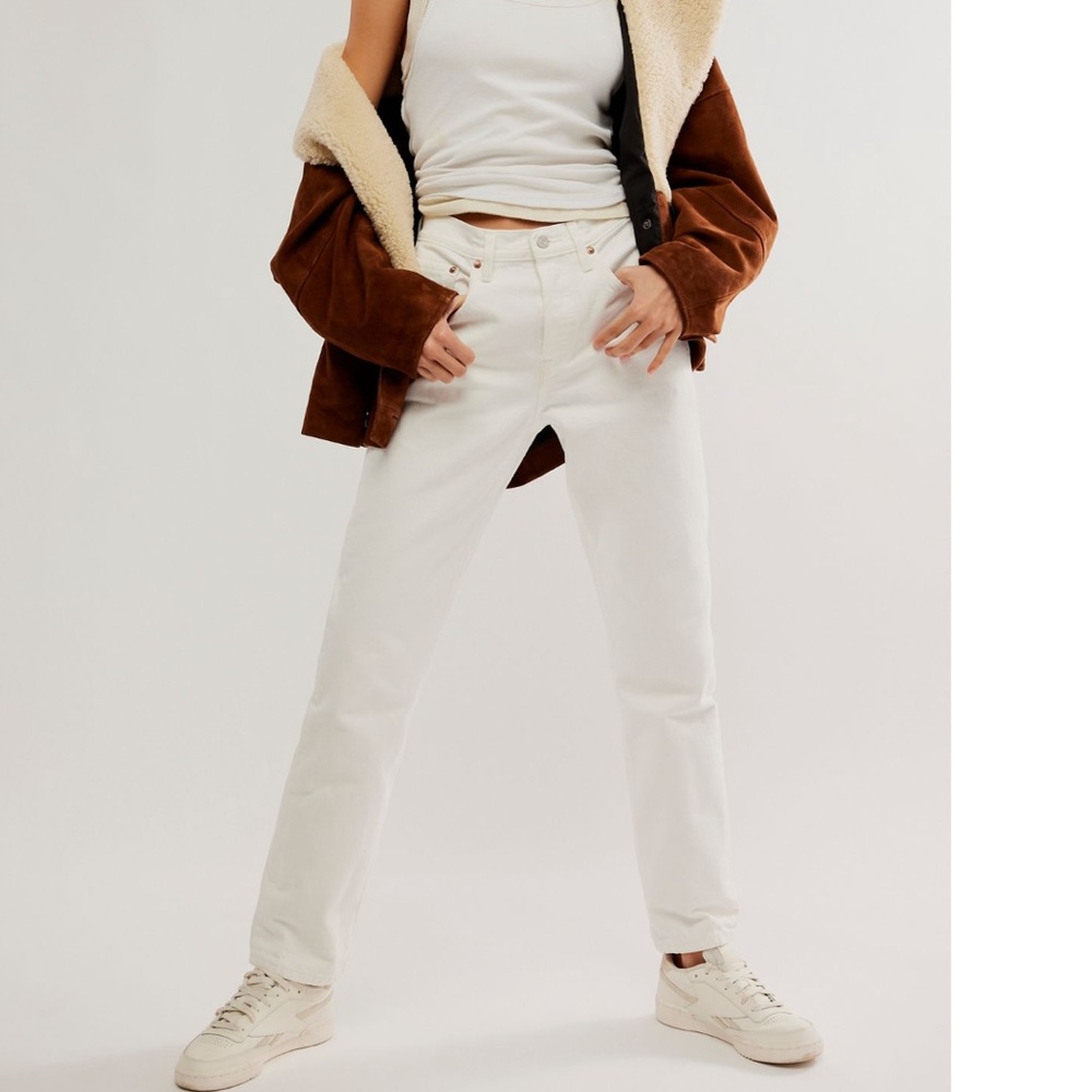 Levi's straight leg high waisted Classic White Denim Jeans